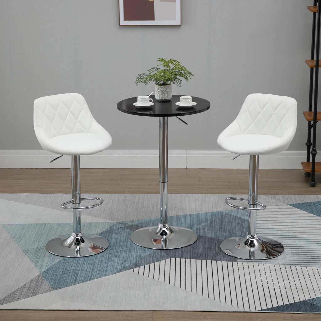 Sgabello Alto Girevole ¨C Xylo ¨C Altezza Regolabile, Metallo, Finta Pelle, Bianco, 46x48x83-104cm