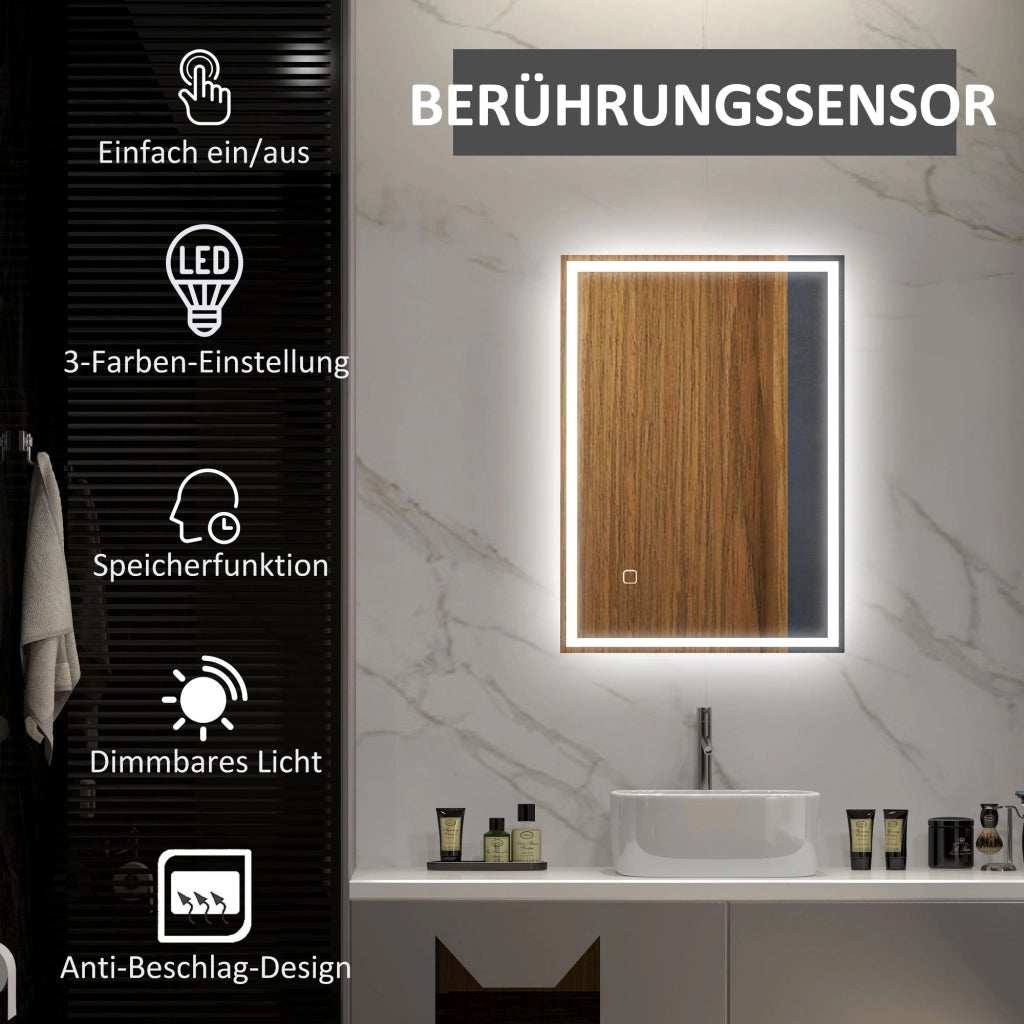 Specchio da Bagno con LED ¨C zephmum ¨C Bianco 60x30x