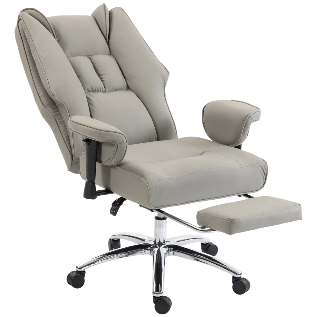 Sedia da Ufficio Ergonomica Reclinabile con Poggiapiedi ¨C Xylo ¨C Schienale Alto, Grigio Chiaro