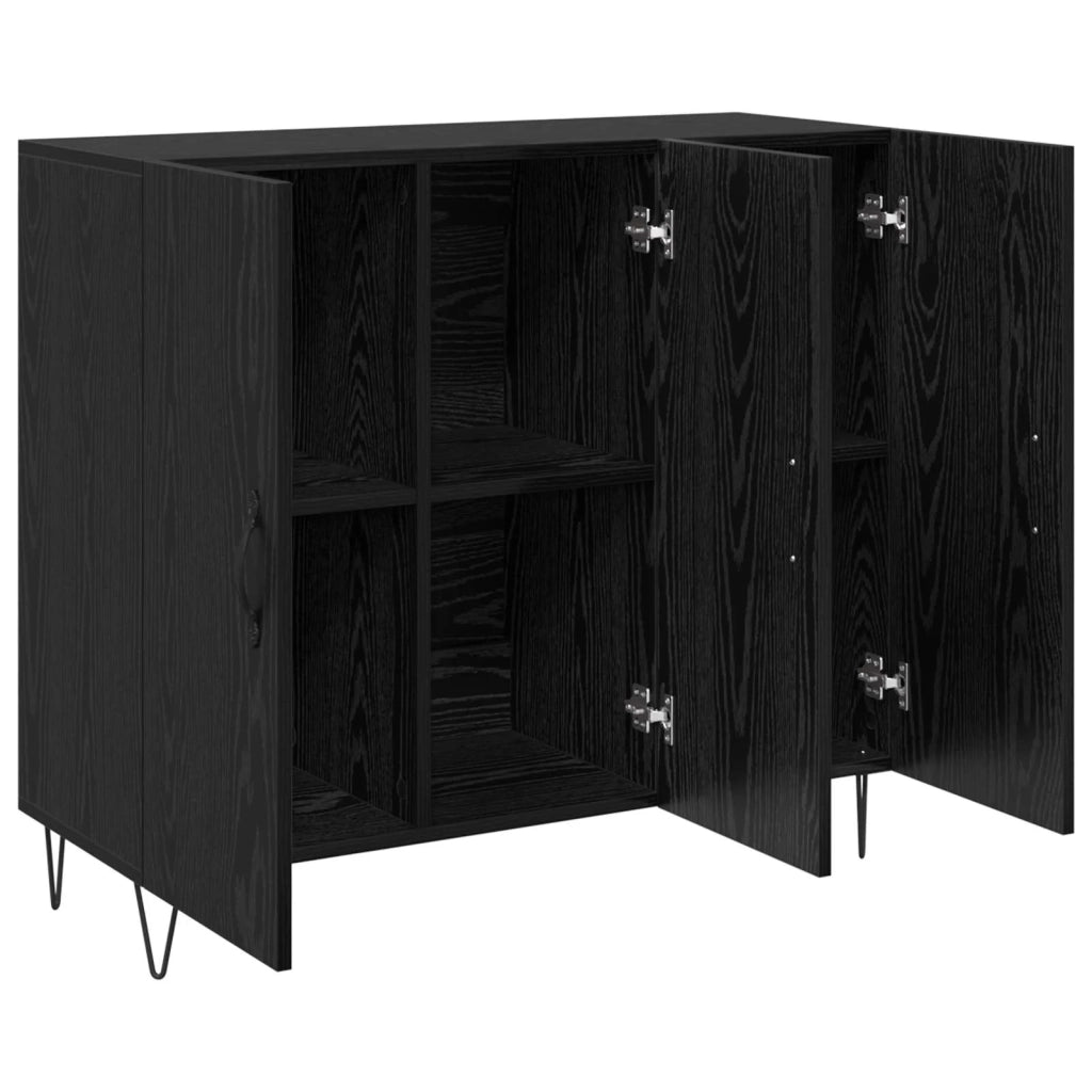 Credenza | Madia | Buffet da pranzo | Armadio da pranzo Rovere Nero 90 x 32,5 x 80 cm Legno multistrato