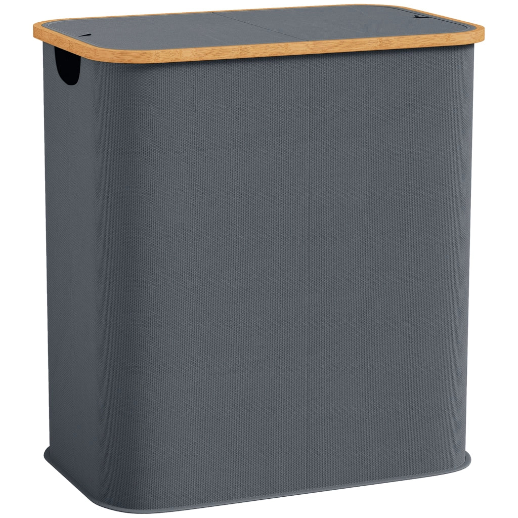 Cesto portabiancheria pieghevole doppio 80L con coperchio ¨C Xylo ¨C grigio