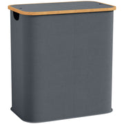 Cesto portabiancheria pieghevole doppio 80L con coperchio ¨C Xylo ¨C grigio