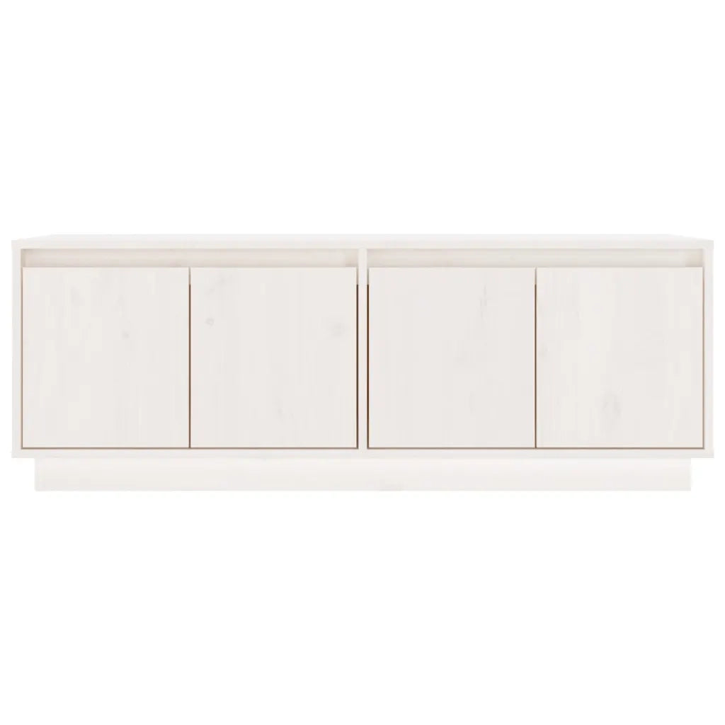 Mobile Porta TV Bianco 110x34x40 cm in Legno Massello di Pino
