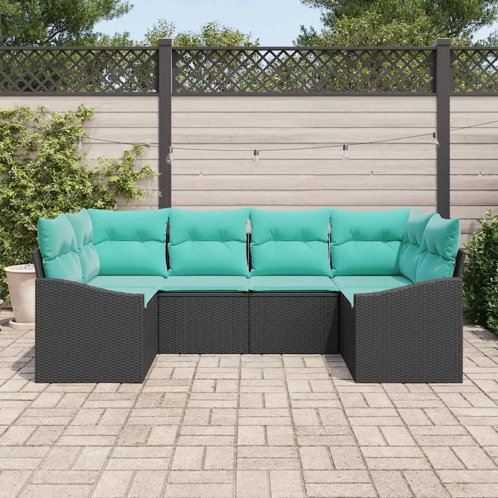 Set di divani con cuscino 6 pcs Nero polyrattan 3346866