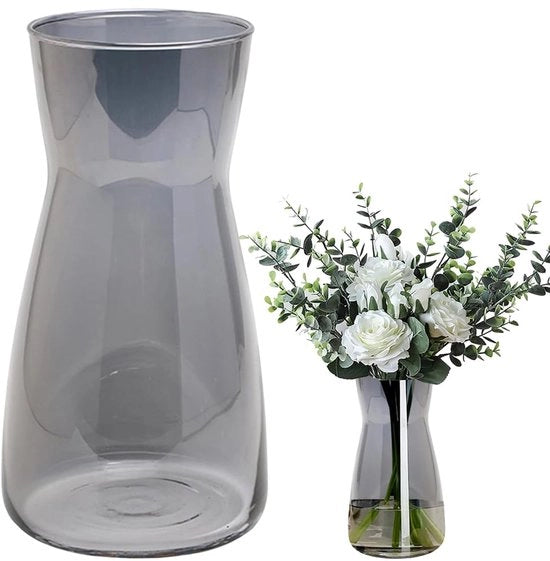 Vaso di vetro per fiori, 20 cm alto, vaso di vetro trasparente, piccoli vasi, decorazione da tavola decorativa, vaso per fiori per festa, soggiorno, sala da pranzo, per pampas, tulipani