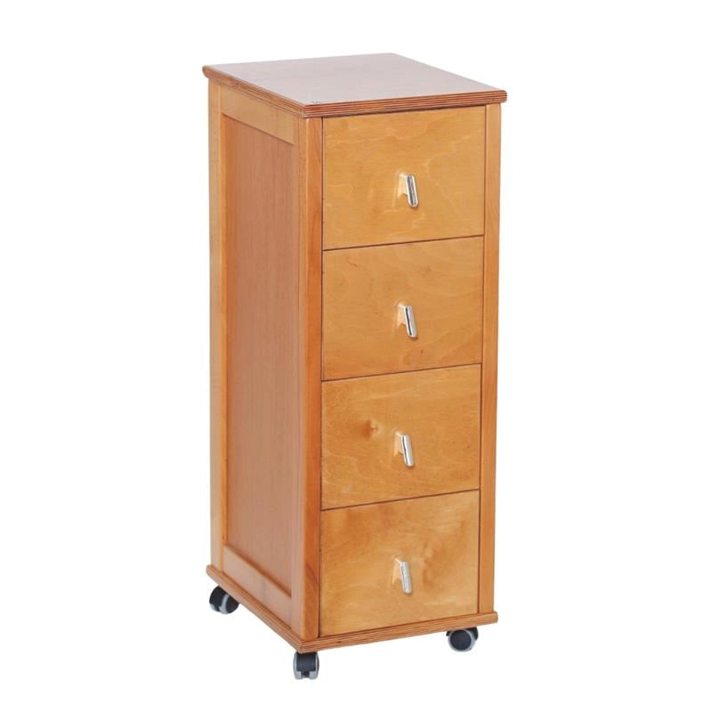 CASSETTIERA POKERINO ROVERE IN FAGGIO BASE INFERIORE MULTISTRATO DI BETULLA 4 CASSETTI RUOTE IN PLASTICA GOMMATA