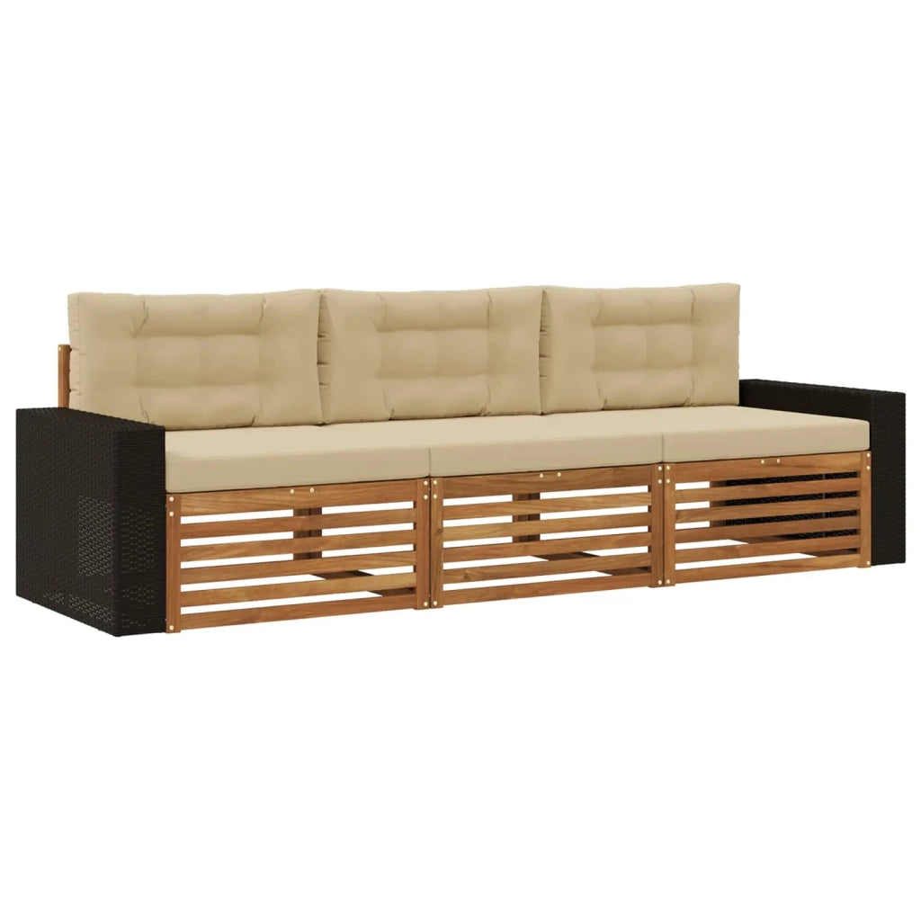Set di divani da esterno 3 pcs Naturale e Beige Poliestere 3382976