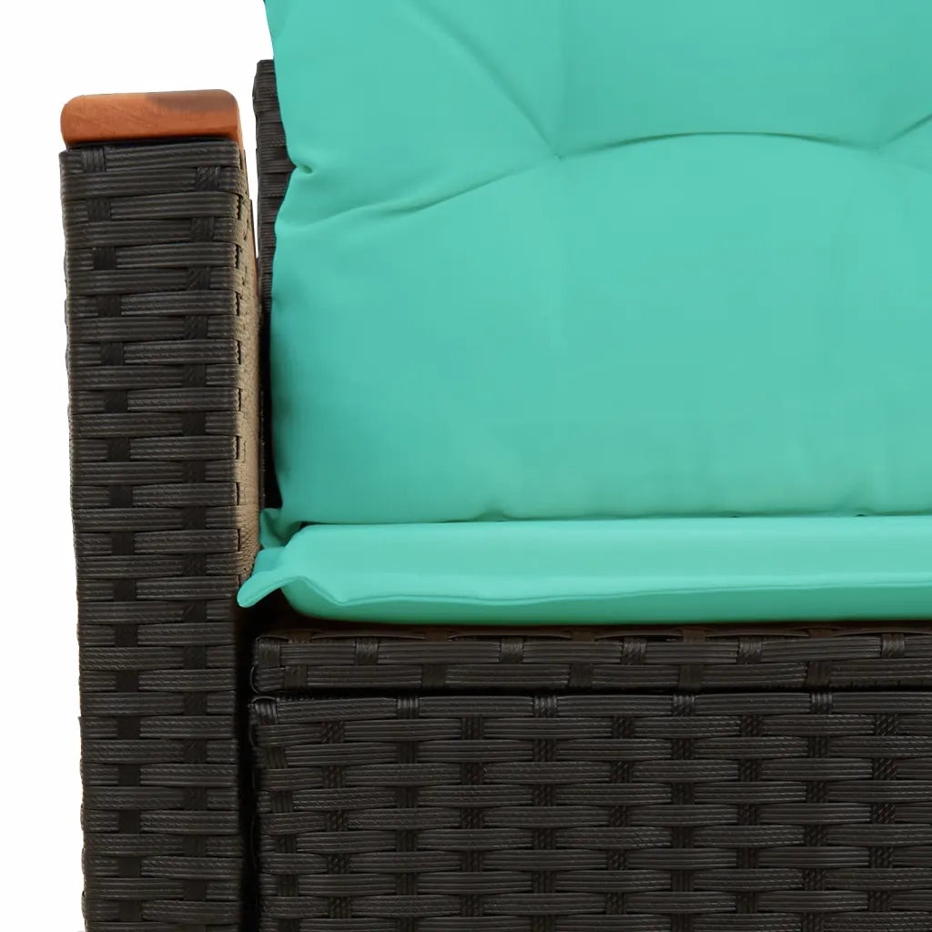 Divano da giardino con cuscini 2 posti nero in polyrattan 366035