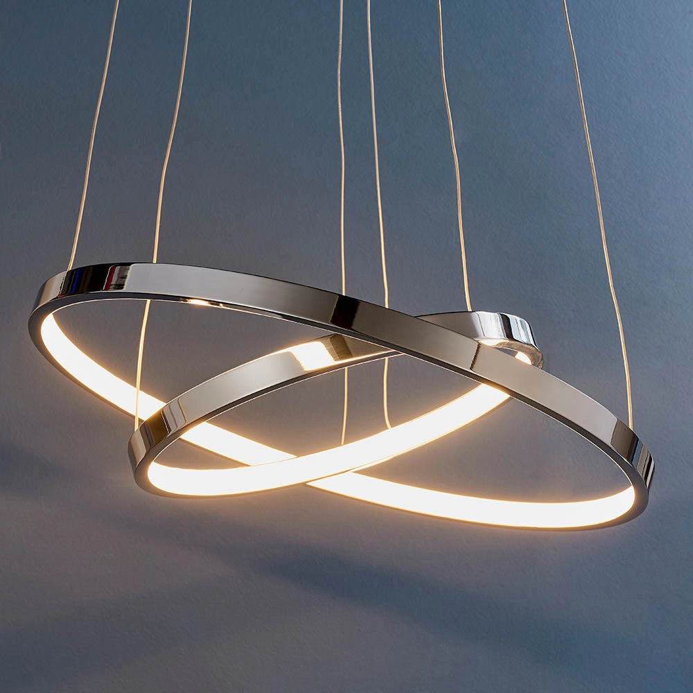 Lampada a sospensione LED anelli cromo 28W Endon KLINE