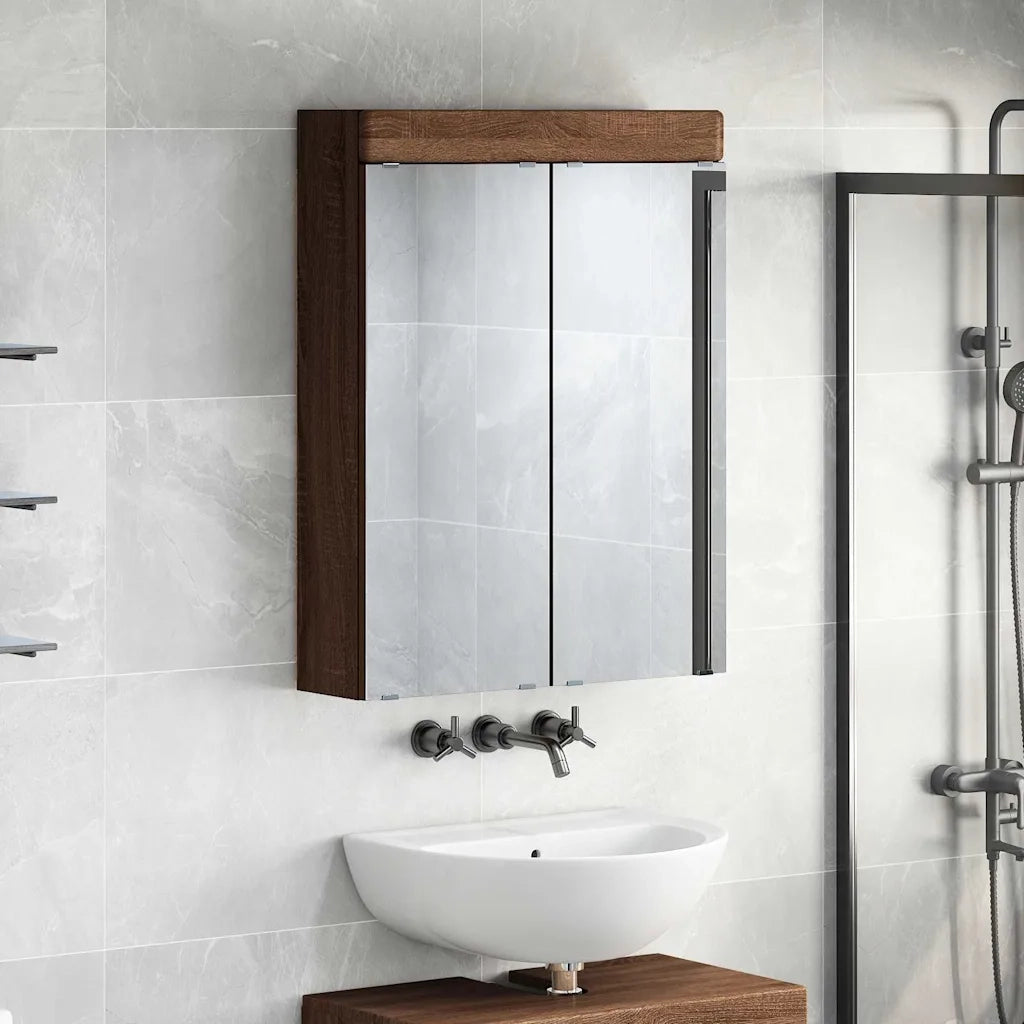 Mobiletto per specchio da bagno con porta TULUM Rovere Marrone 880368