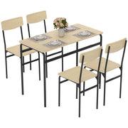 Set da Pranzo 5 Pezzi con Tavolo Rettangolare e 4 Sedie da Pranzo, in Legno e Metallo, Nero e color Legno