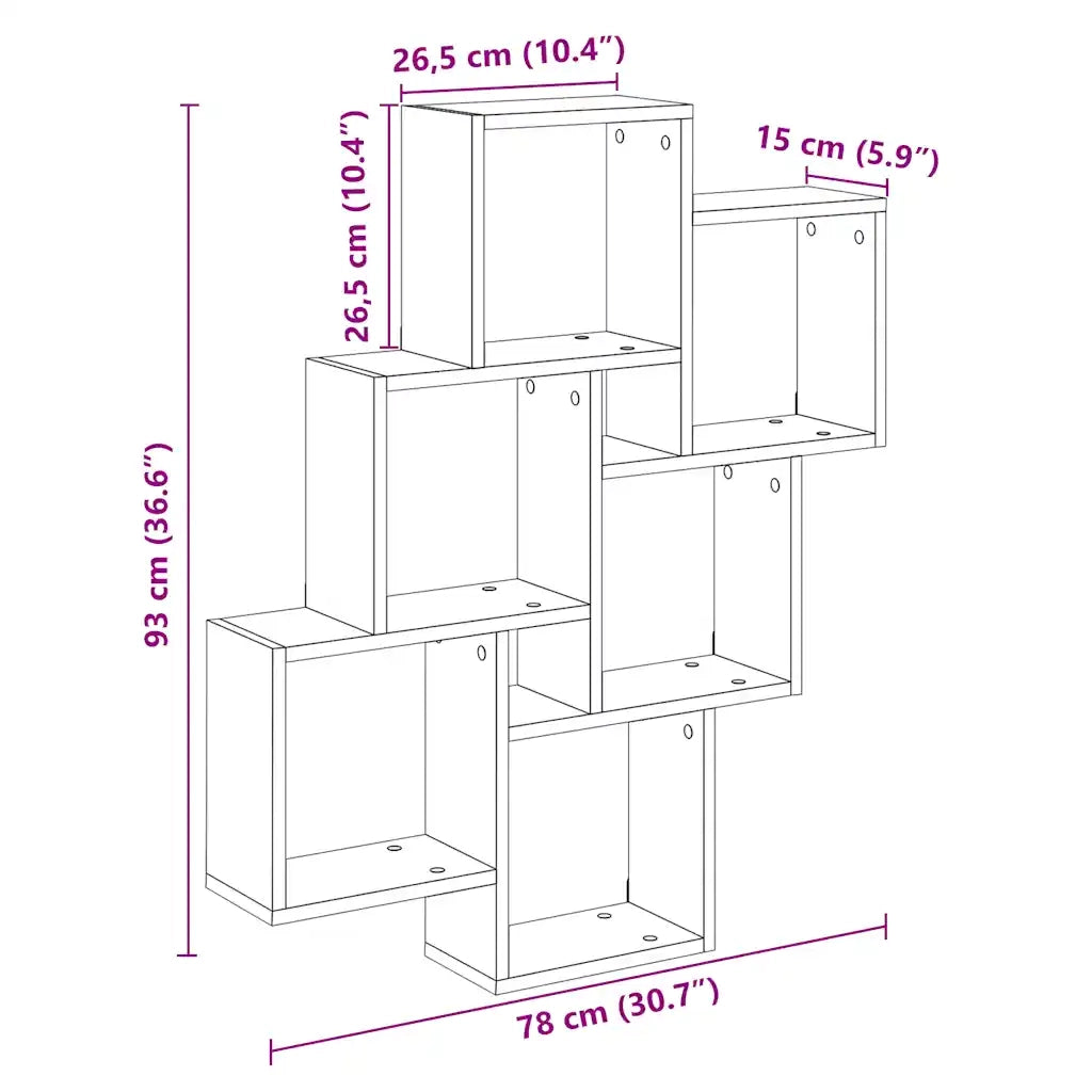Mensola a Muro | Mensola a parete a Cubo Artigianale 78x15x93 cm Legno Multistrato