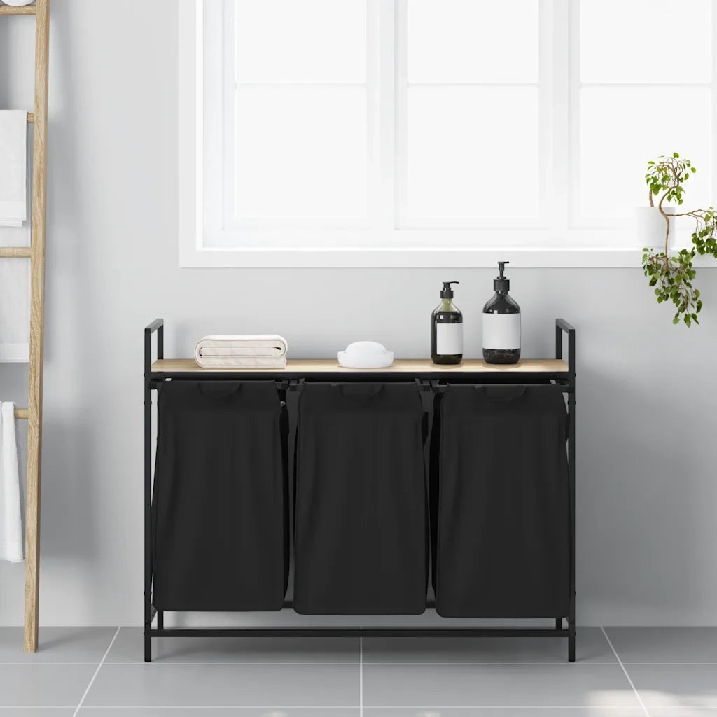 Cesto per la Biancheria 3 Scomparti con Ripiano Rovere Sonoma CFW9227646