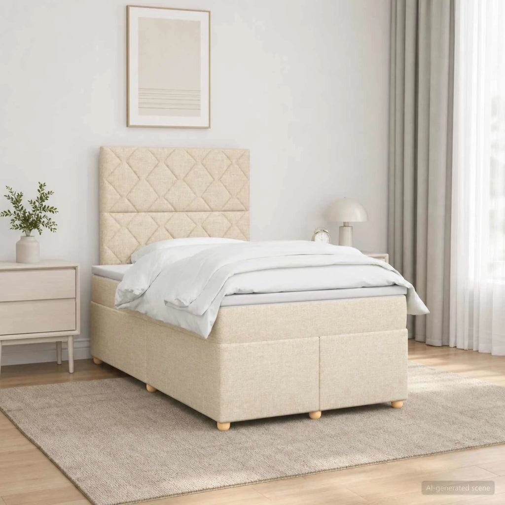 Letto box spring con materasso Crema 120 x 200 cm Tessuto 3455334