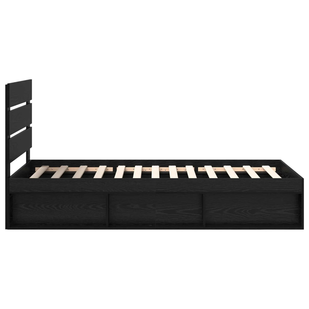 Struttura del letto con testiera Nero 90 x 190 cm Pino massello 3411793