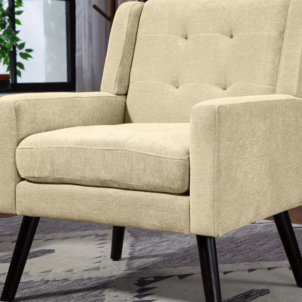 Poltrona 2 Pezzi con Imbottitura in Schiuma, Tessuto Beige