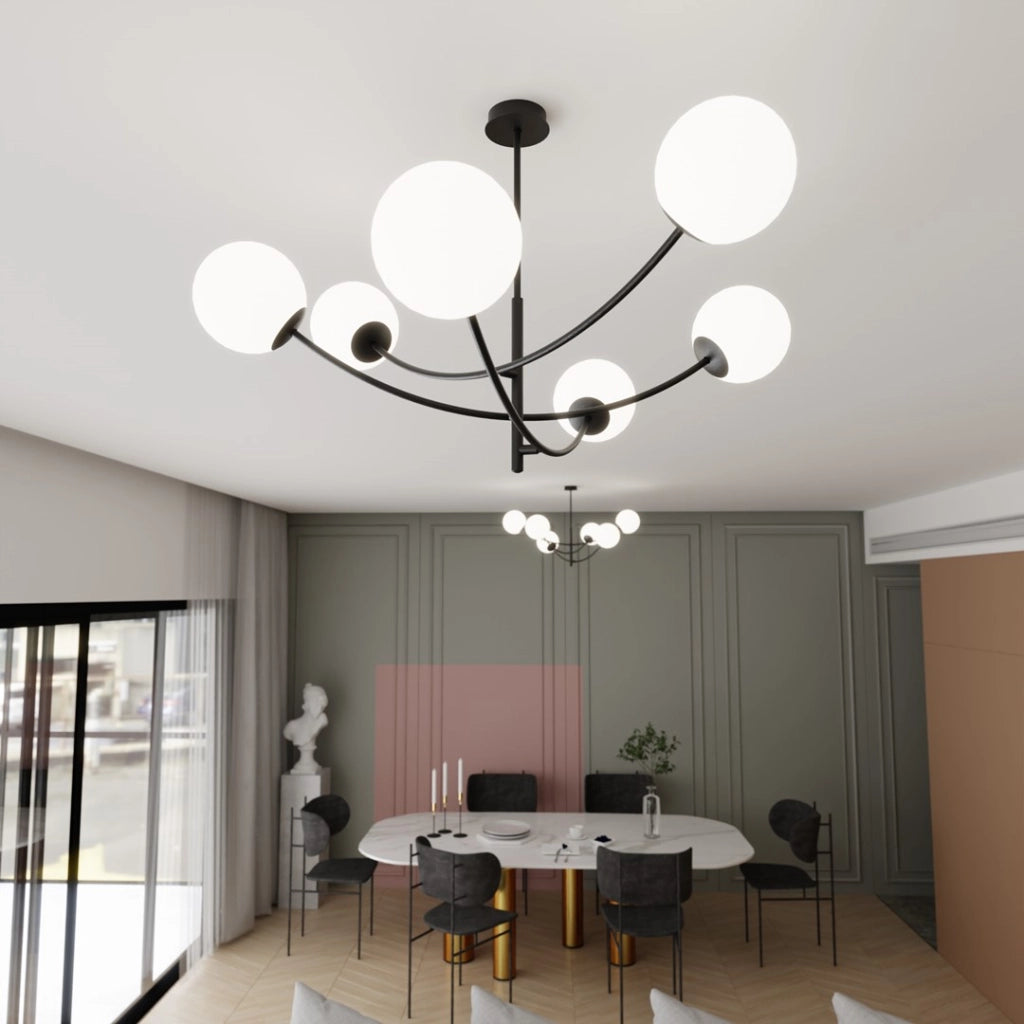 Lampadario Emibig Hunter 6 nero/opalino 6xE14 1102/6