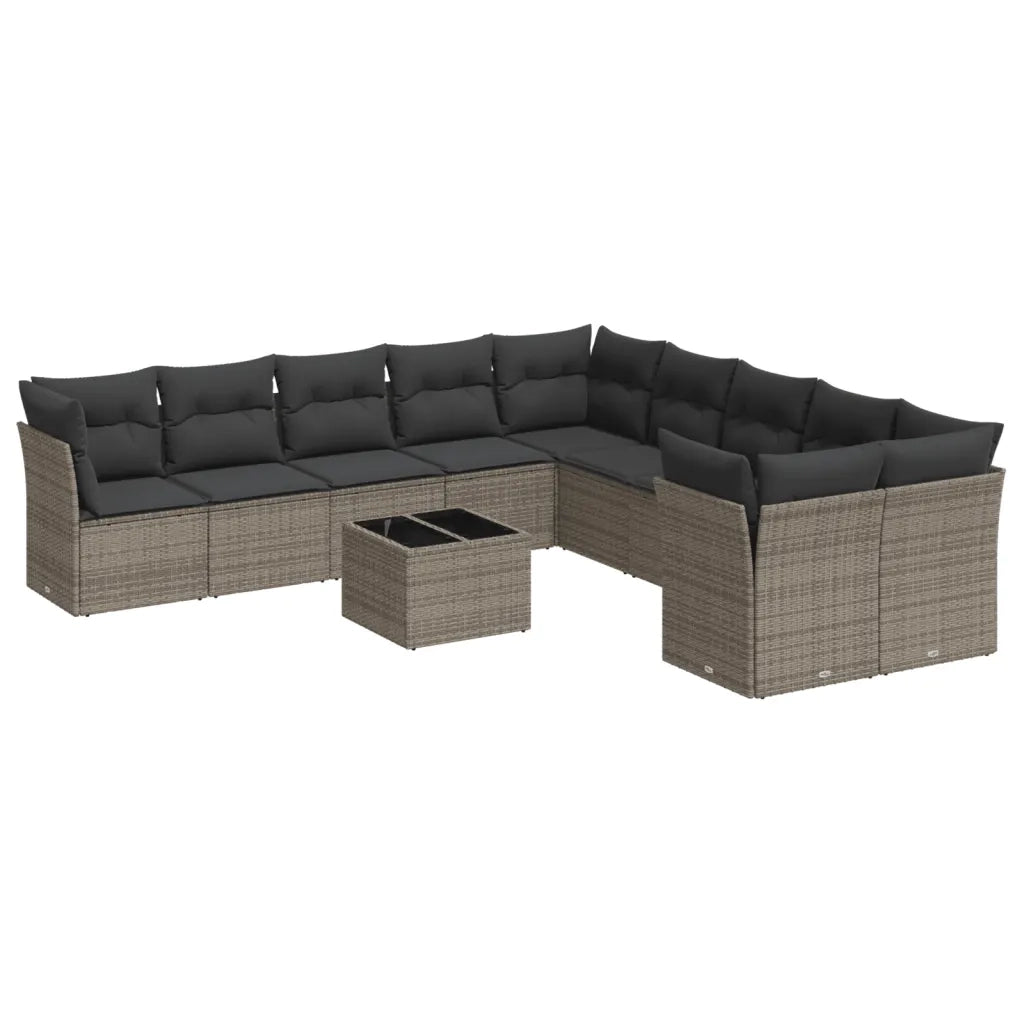 Set Divani da Giardino 11 pz con Cuscini in Polyrattan Grigio 3218250