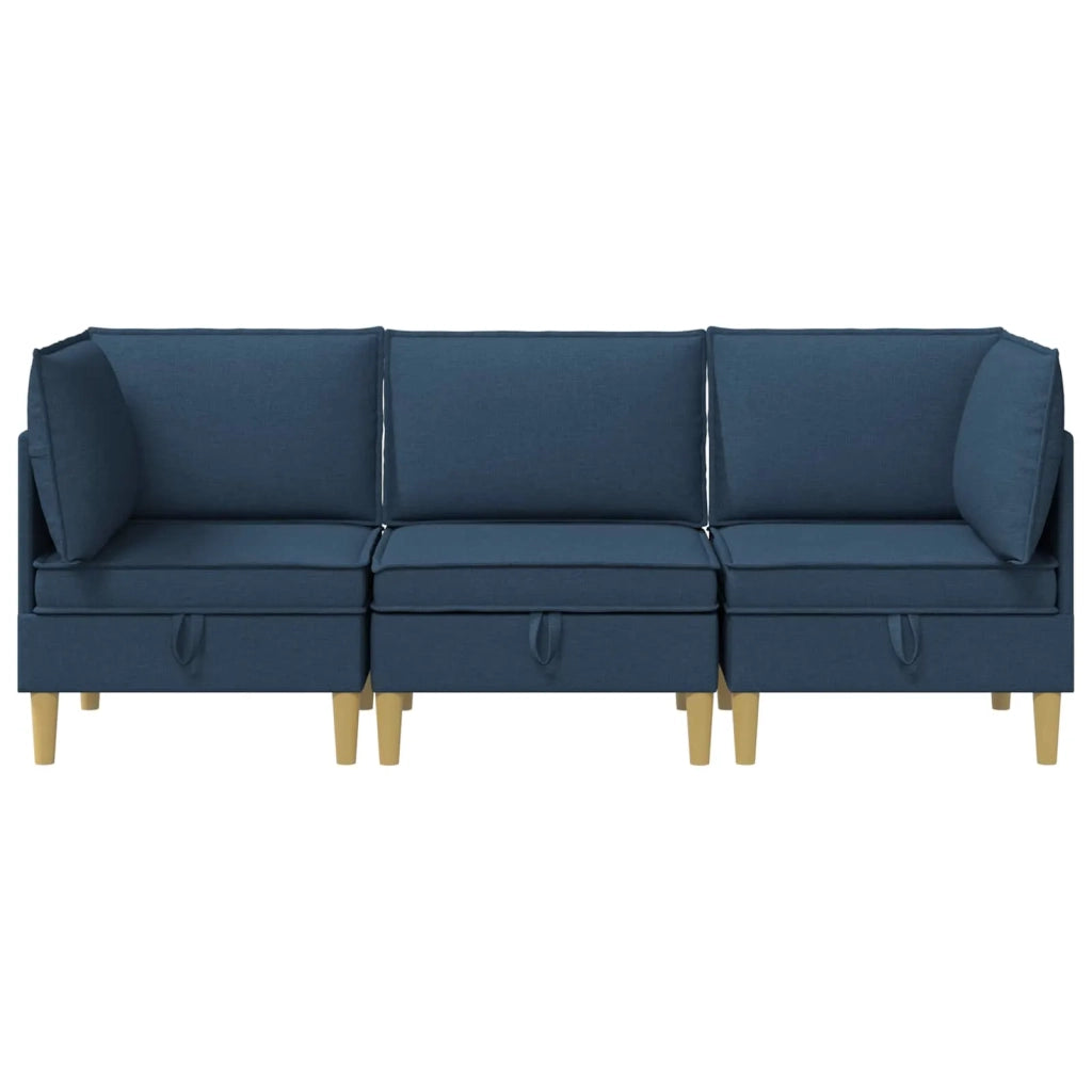 Set di mobili per il soggiorno con cuscino 3 pcs Blu Tessuto 3413713