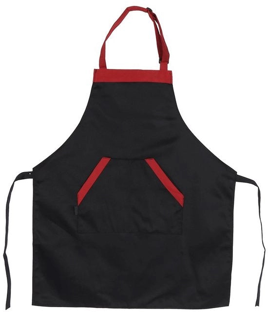 Schort Multifunzionale - Keukenschort - Cintura Adattabile - Gonna Nera con Bordini Rossi - 2 Tasche - Adatto Uomini e Donne