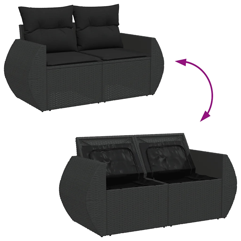 Set Divani da Giardino con Cuscini 7pz Nero Polyrattan 3326586