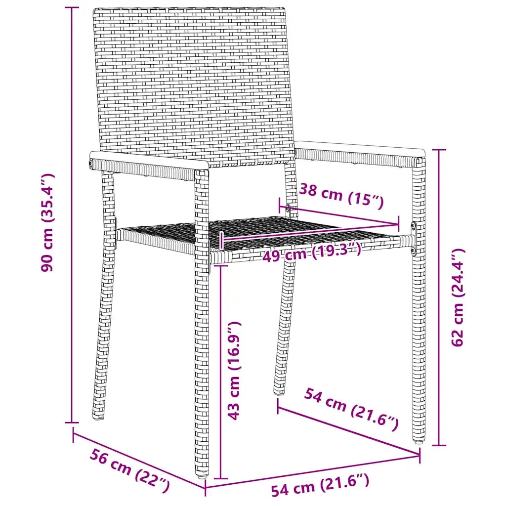 Set da Pranzo per Giardino 7 pcs Nero polyrattan 3365410