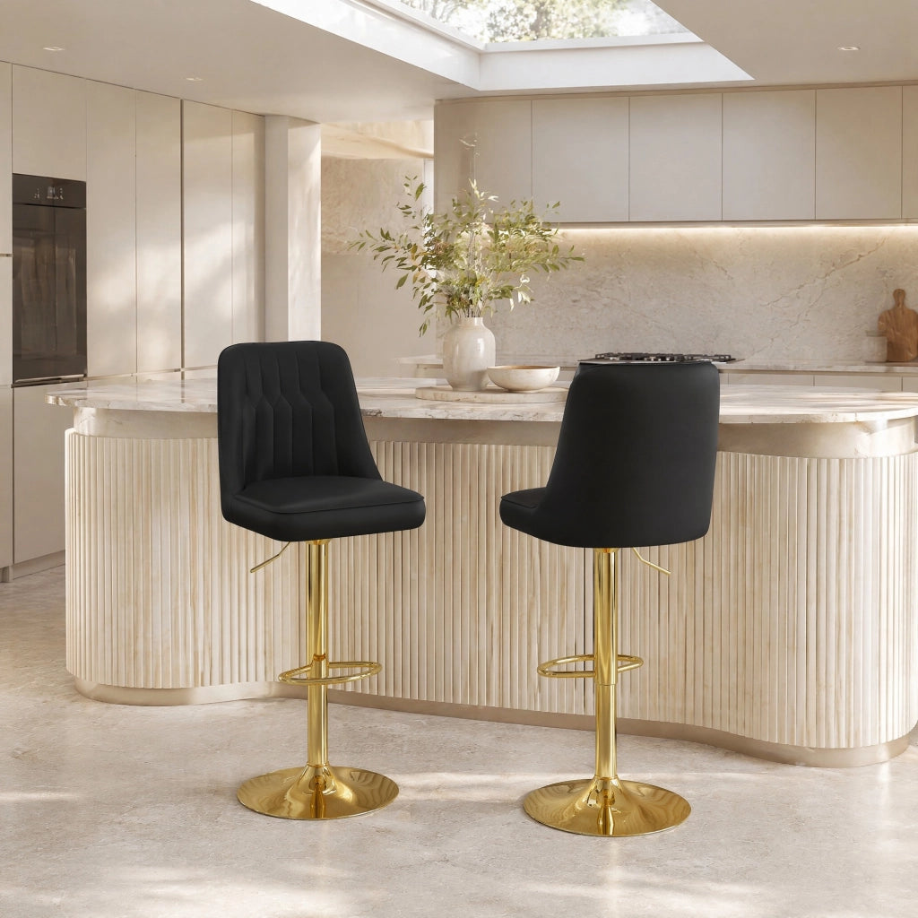 SGABELLO BAR Girevole Regolabile Set da 2 pezzi Nero/Oro PU