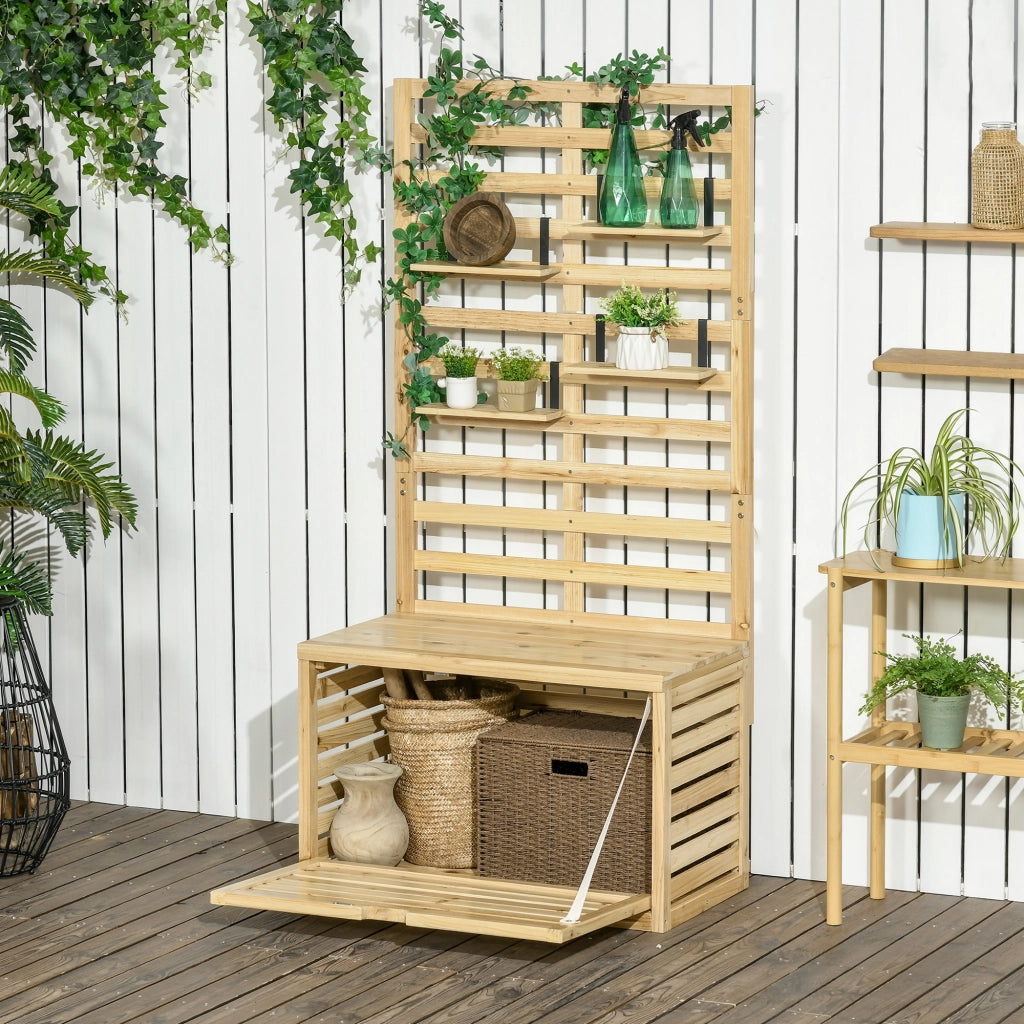 Cassapanca da Giardino con Ripiani ¨C Zephmum ¨C Legno 80x45x160 cm