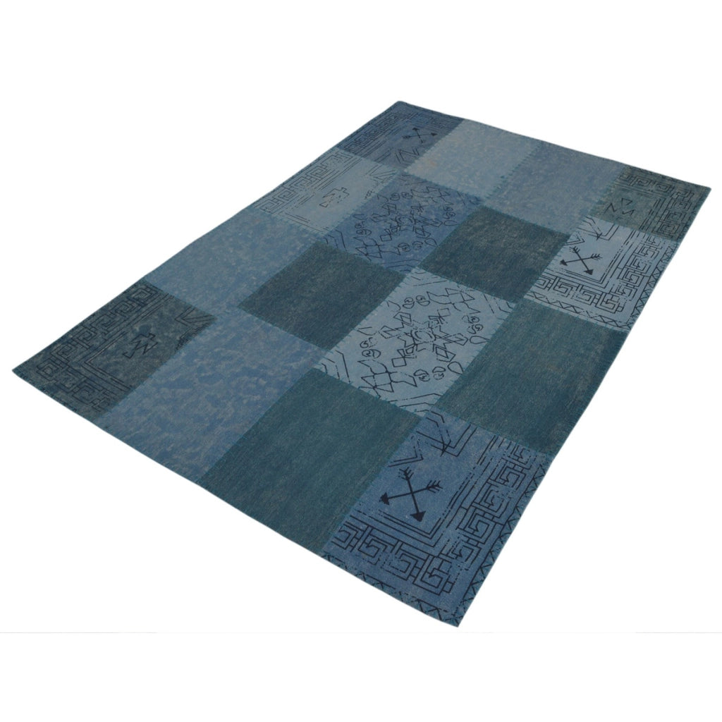 Tappeto Lyrical Patchwork in Cotone Blu Vintage