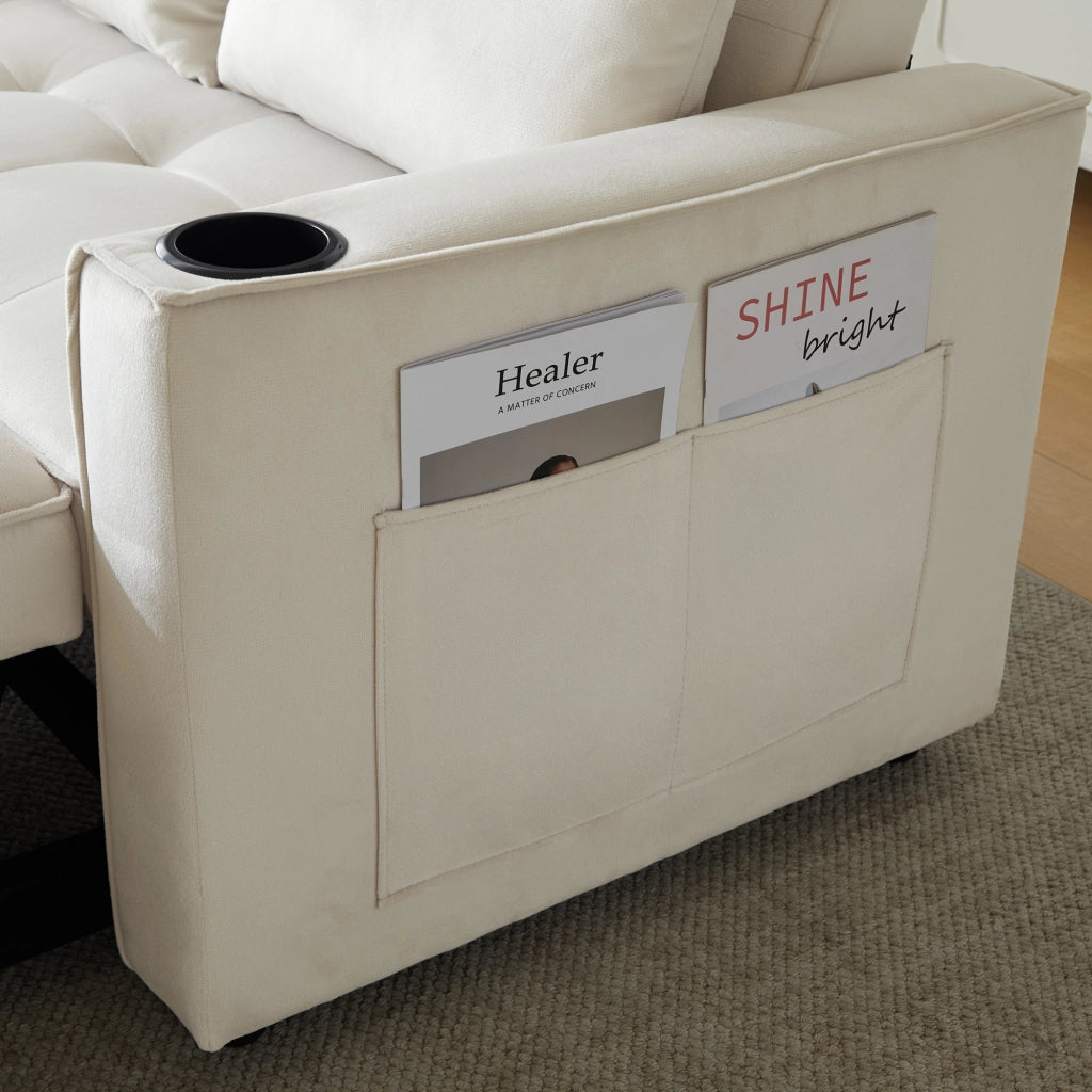 Divano Letto Pieghevole con Portabicchieri e Cuscini ¨C MINIMAL ¨C Grigio