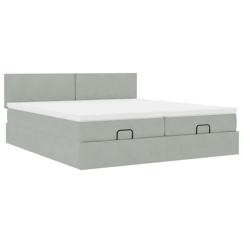 Struttura Letto Pouf con Materassi 160x200 cm in Velluto