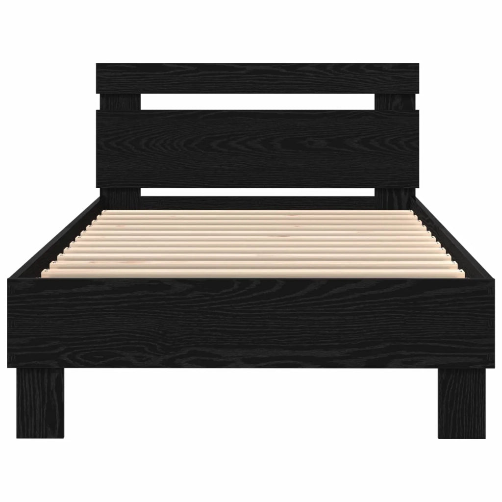 Struttura del letto Rovere Nero 75 x 190 cm Legno multistrato 863817