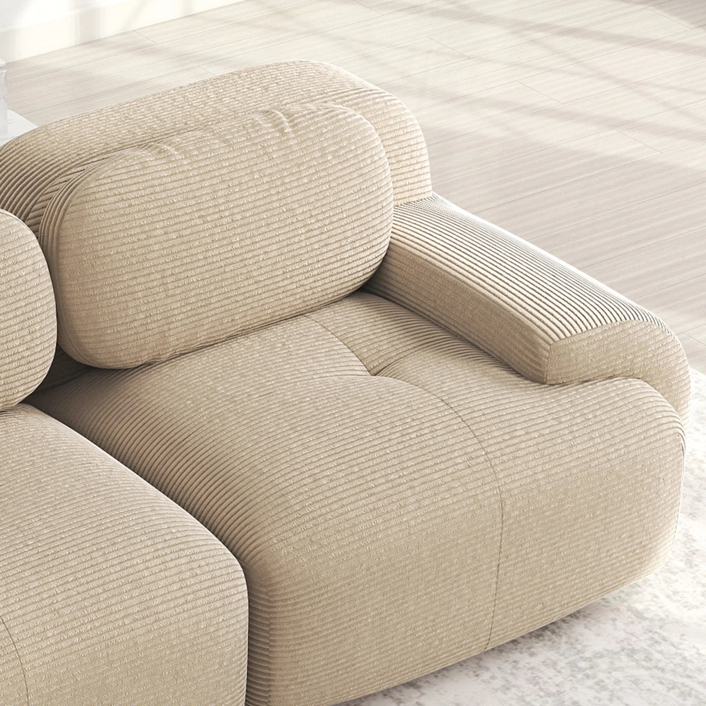 Divano Hamlet senza braccioli - Zephmum- Tessuto corde cuscini beige