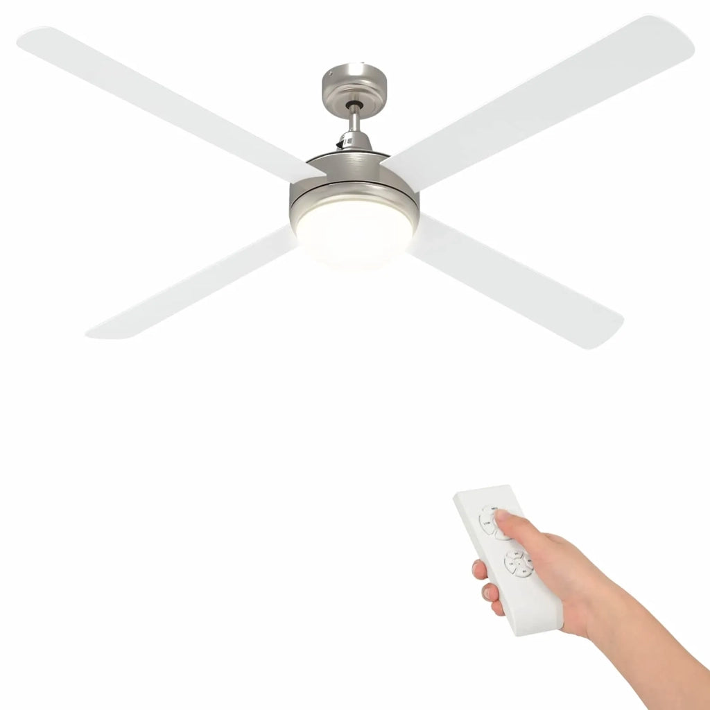 Ventilatore da soffitto con luce e telecomando Ø 130 cm Bianco 42035647