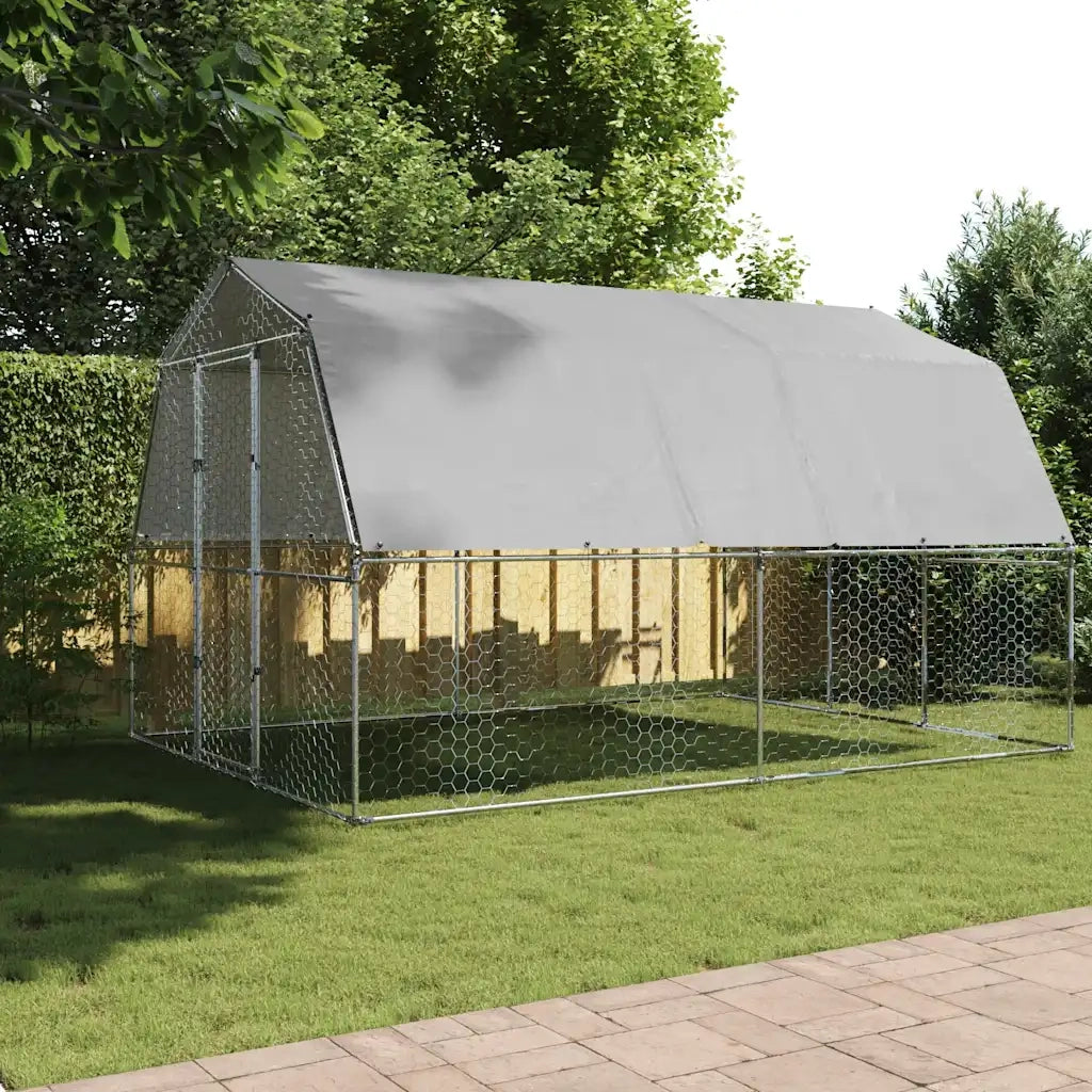 Gabbia per Polli con Tetto e Anta Argento in Acciaio Zincato CFW3328683