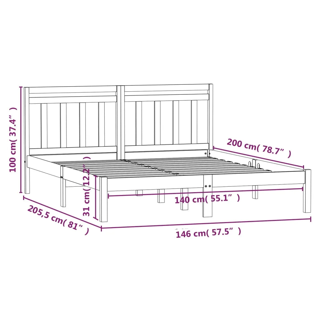 Giroletto-Struttura Letto Bianco in Legno Massello di Pino 140x200 cm 159295