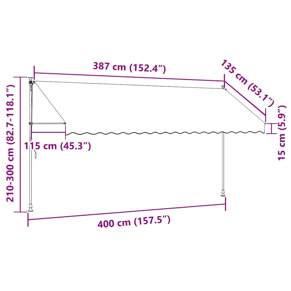 Tenda da Sole | Tenda parasole Retrattile Manuale con LED 400 cm Antracite