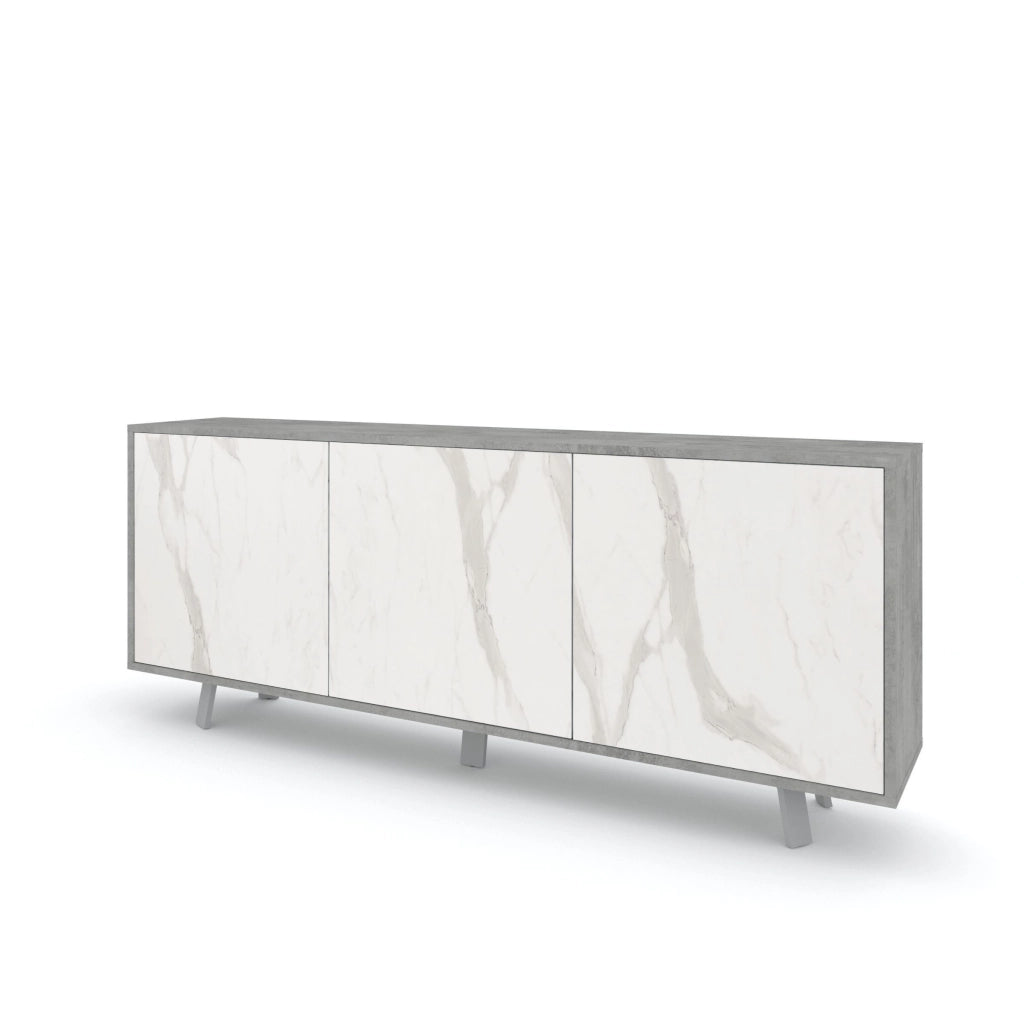 Buffet 3 ante VELBRUK cemento/marmo calacatta