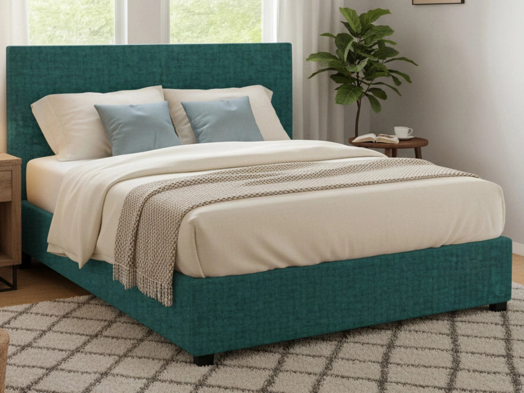 Worthing, Letto Matrimoniale Sfoderabile Made in Italy, Verde Petrolio