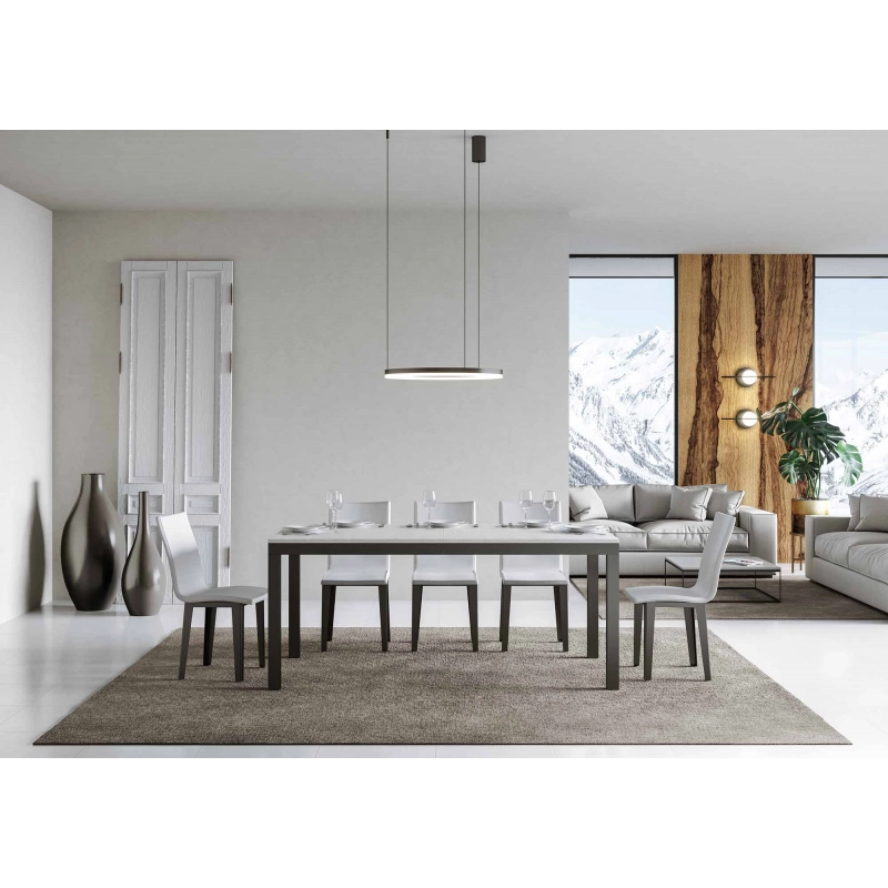 Tavolo allungabile 90x180/284 cm Everyday Evolution telaio Antracite - Bianco Frassino