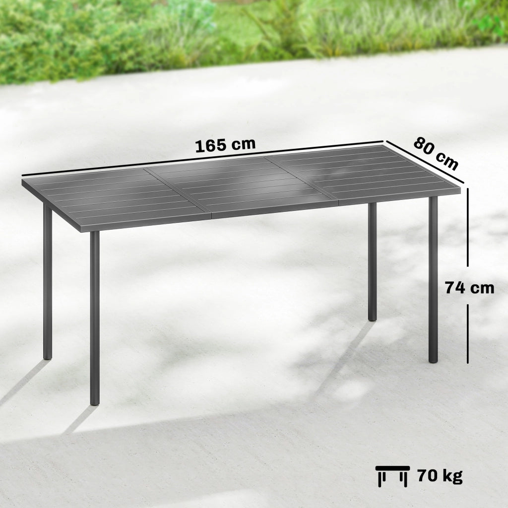 Tavolo da pranzo rettangolare per esterno ¨C Xylo ¨C 6 persone, 165x80 cm, piano a doghe in metallo