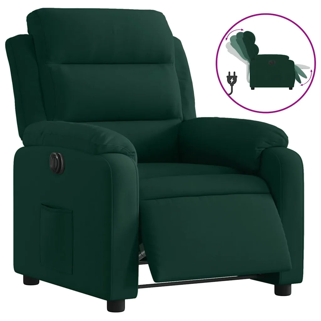 Poltrona | Sedia Relax Elettrica Reclinabile Verde Scuro in Vera Pelle