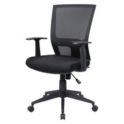 Sedia da ufficio Eulalia, Poltrona direzionale a rete con braccioli, Seduta ergonomica da ufficio, 59x64h96/106 cm, Nero