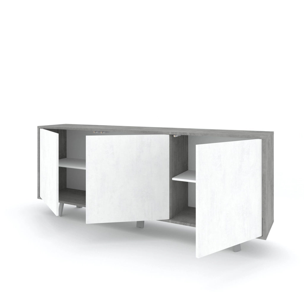 Buffet 3 ante VELBRUK cemento/bianco pietra