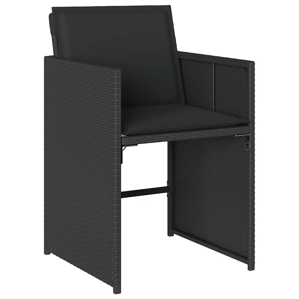Set da Pranzo da Giardino 15 pz con Cuscini Nero in Polyrattan 3211231