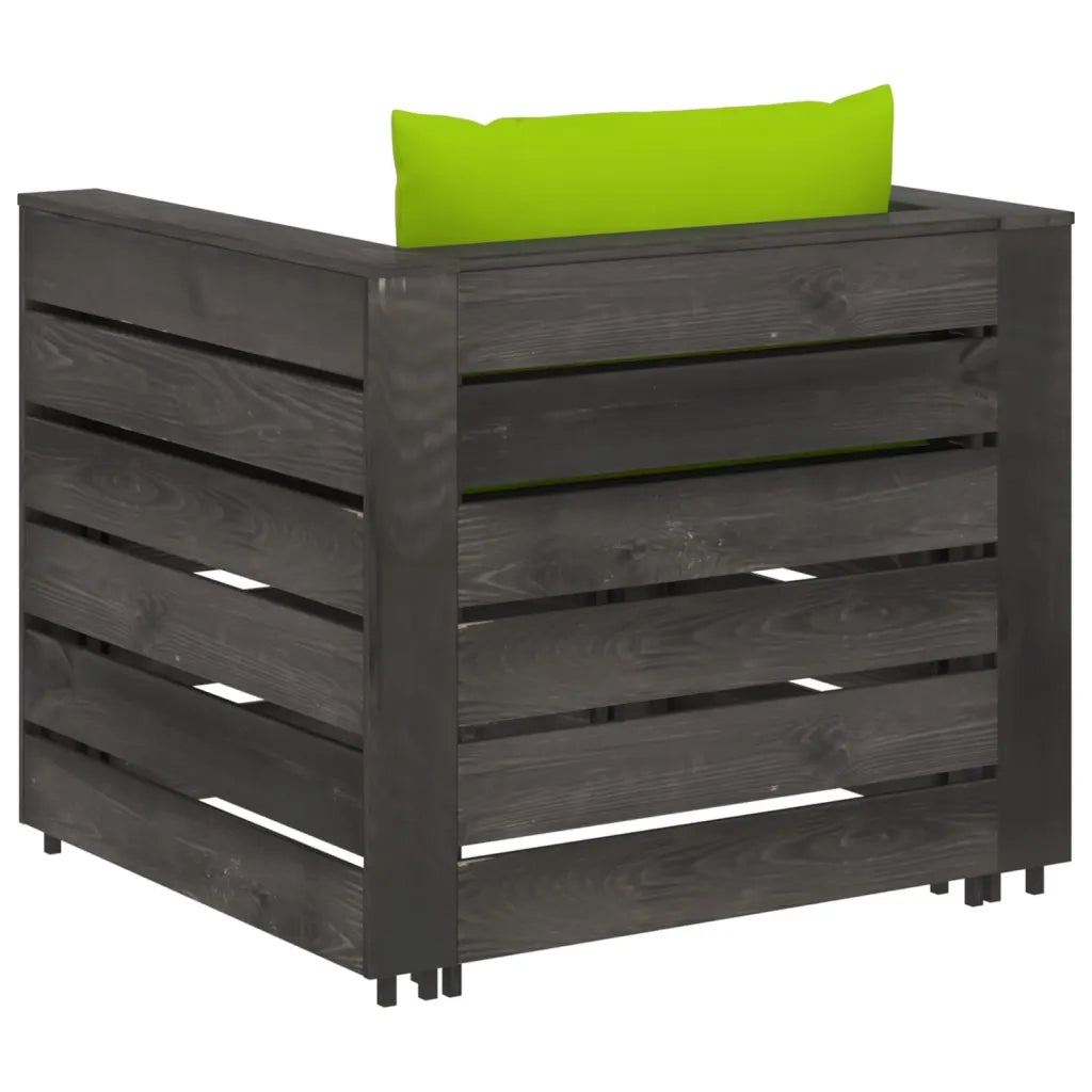 Set Divani da Giardino con Cuscini 2 pz Legno Impregnato Grigio 3068155