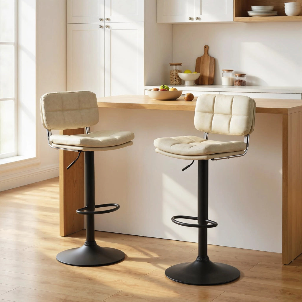 Set 2 Sgabelli Bar Vintage Capitonn¨¦ ¨C Xylo ¨C Girevole Regolabile Crema