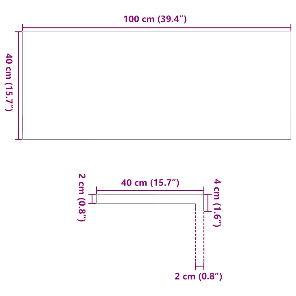Davanzali 2 pz Non Trattati 100x40x2cm Legno Massello di Rovere 4009120
