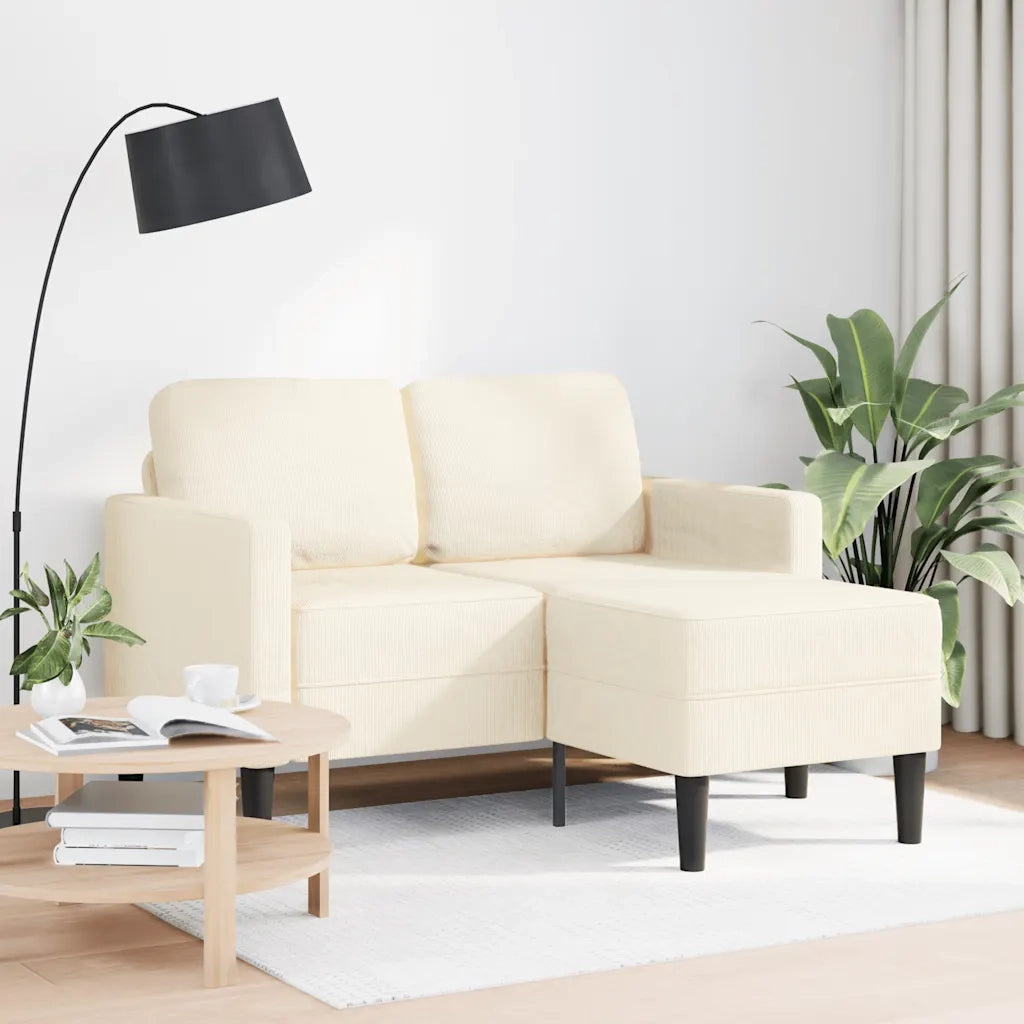 Divano | Divano da soggiorno | Sofa 2 Posti con Chaise longue a L Crema 125 cm Lino