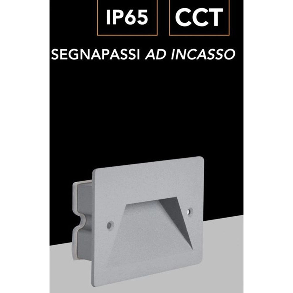Trade Shop - Faretto Incasso Per Cassetta 503 Segnapasso 3w Tecnologia Cct Con Switch Ip65 Es49-3c - Grigio